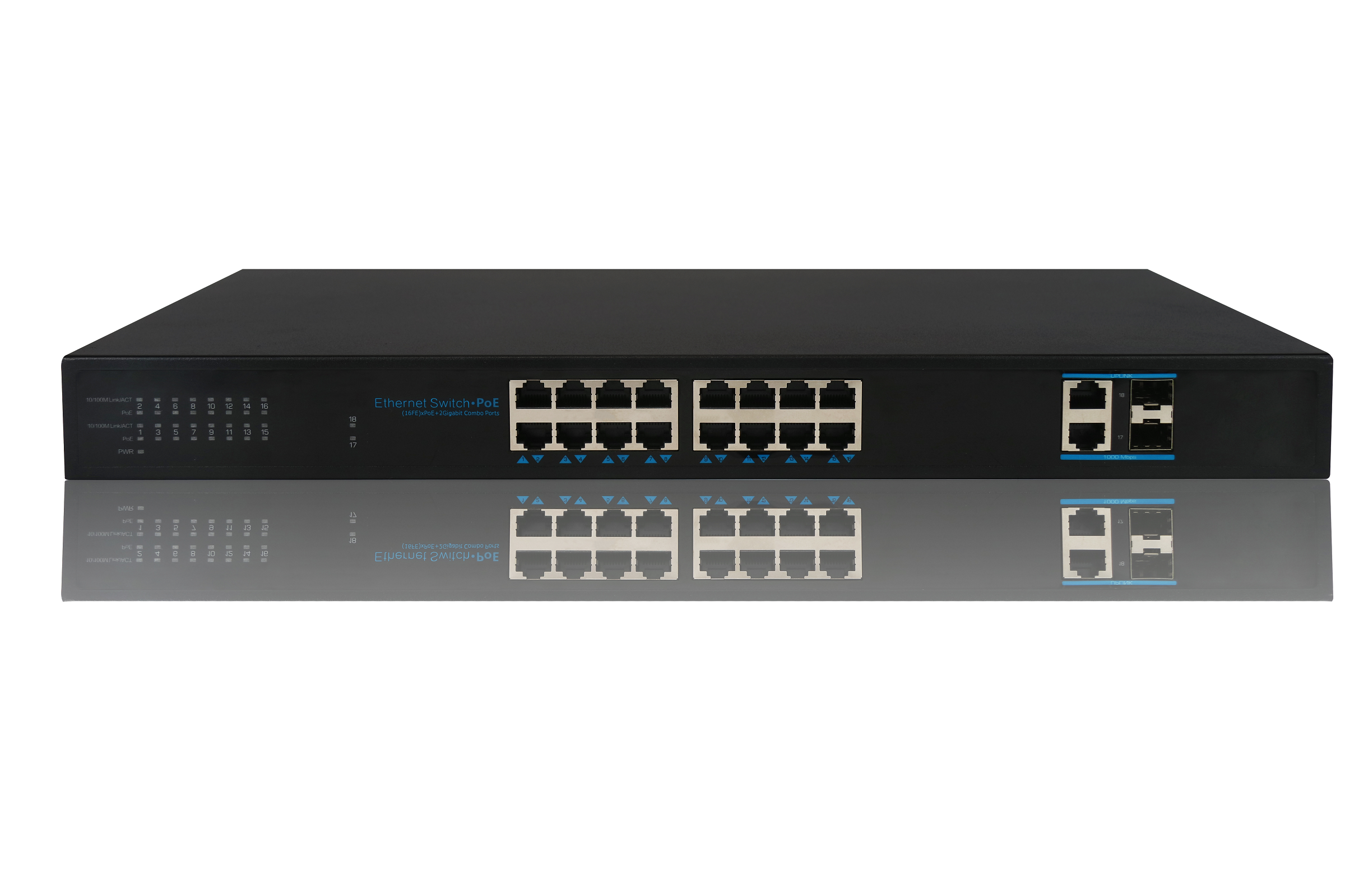 16 Ports PoE Ethernet Switch 